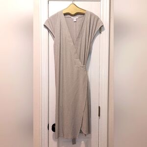 Athleta Newport Gray White Striped Wrap Dress Size XL
